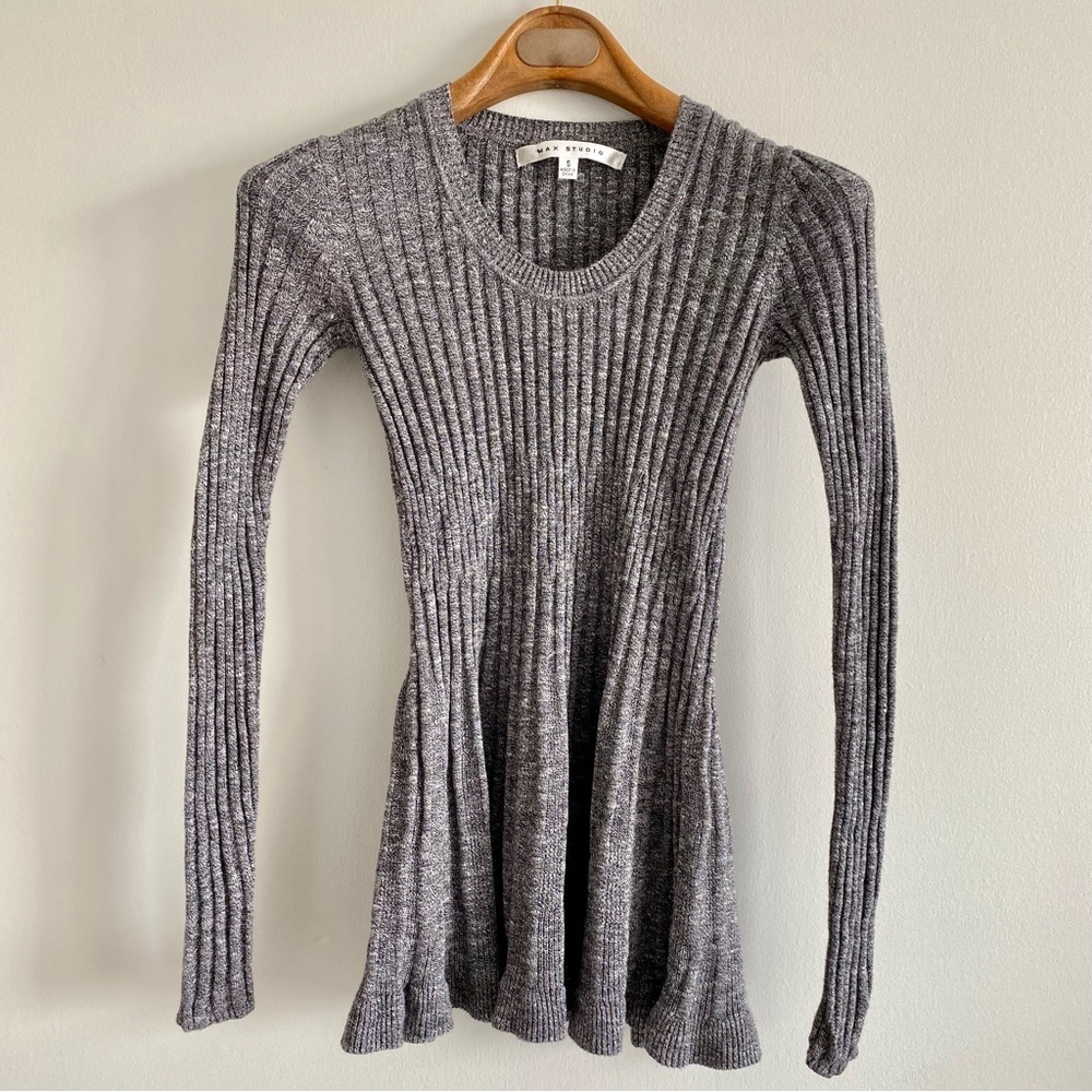 Max Studio Grey Peplum Sweater Size Small